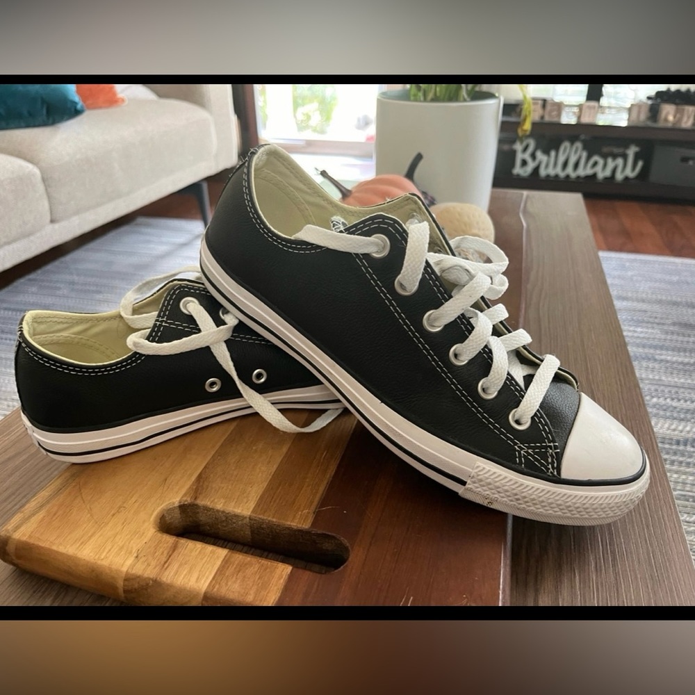 Brand new Black leather Chuck Taylor all Star sneaker, no box or tags